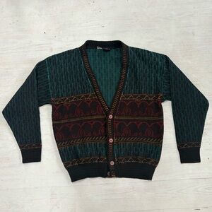 Colore Men’s Vintage V line Button Down Cardigan Sweater Multi Color Wool Blend